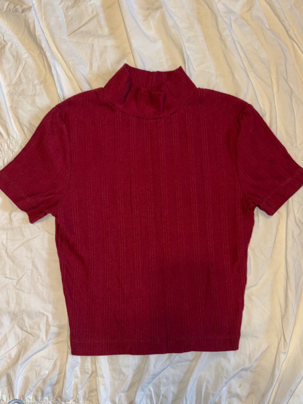 Urban Outfitters Ribbed Mock Neck Baby Tee Crop Top